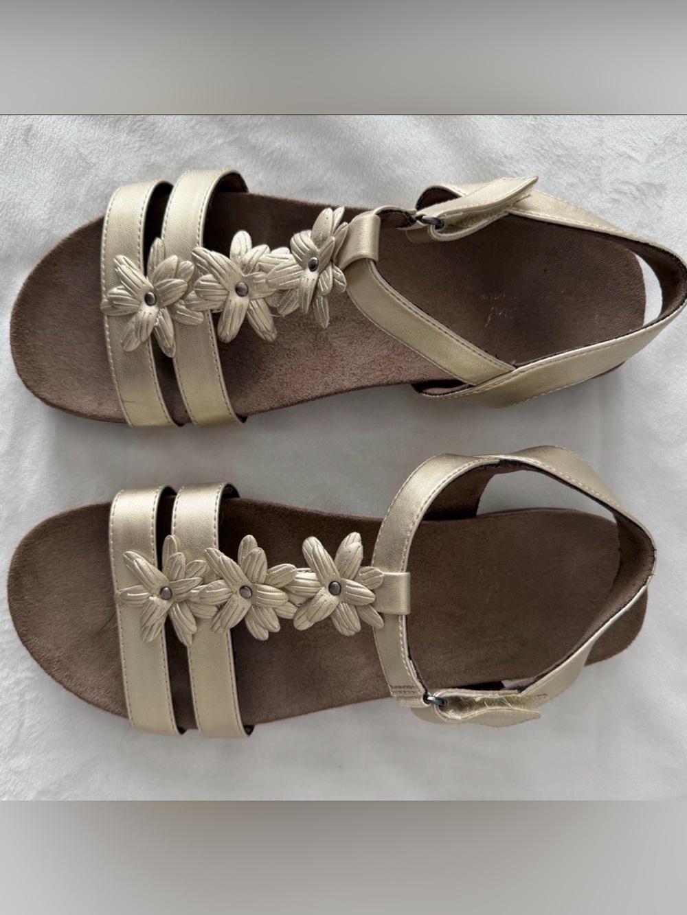 Women’s 10M Metallic Floral Adjustable Sandal by Natural Soul